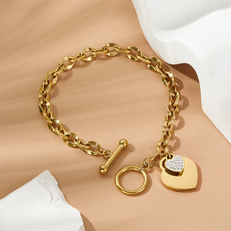 Jewels Galaxy Anti Tarnish Heart Themed Charm Bracelet