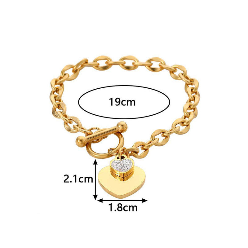 Jewels Galaxy Anti Tarnish Heart Themed Charm Bracelet