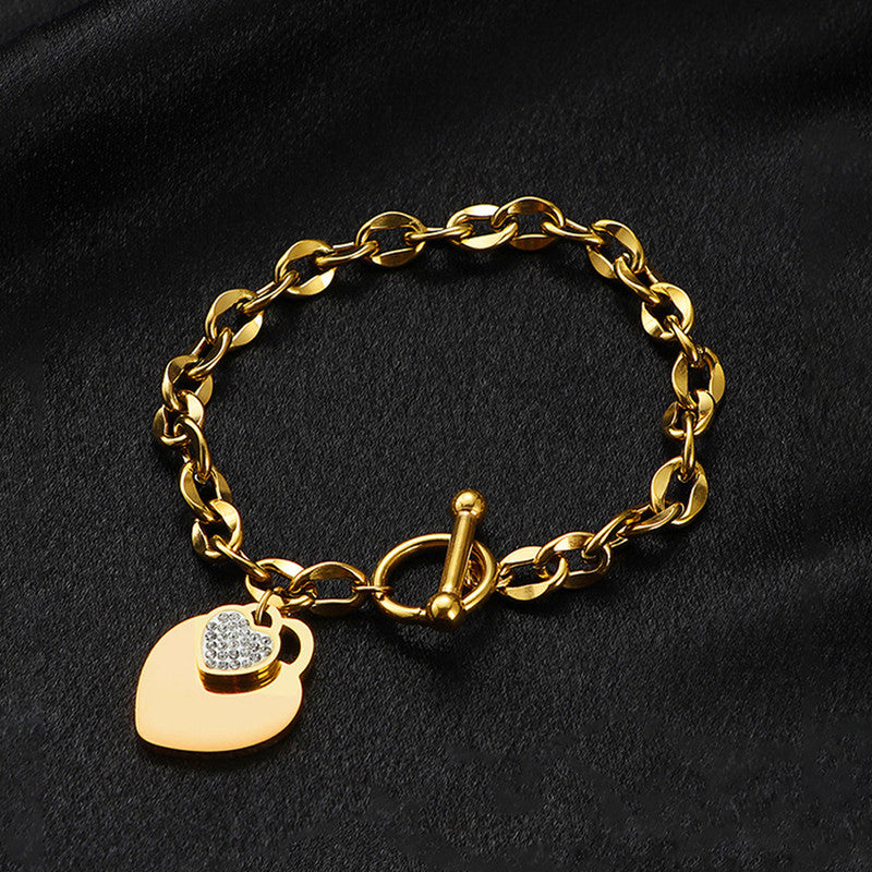 Jewels Galaxy Anti Tarnish Heart Themed Charm Bracelet