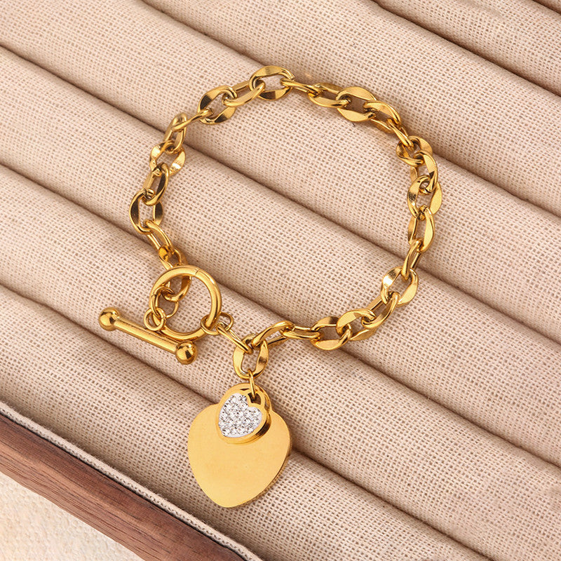 Jewels Galaxy Anti Tarnish Heart Themed Charm Bracelet