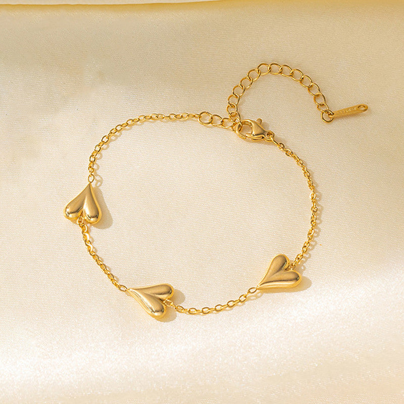 Jewels Galaxy Gold-Plated Anti Tarnish Heart Themed Bracelet