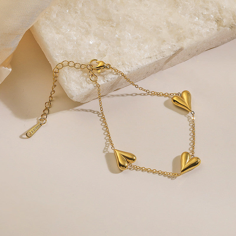 Jewels Galaxy Gold-Plated Anti Tarnish Heart Themed Bracelet