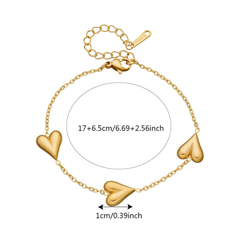 Jewels Galaxy Gold-Plated Anti Tarnish Heart Themed Bracelet