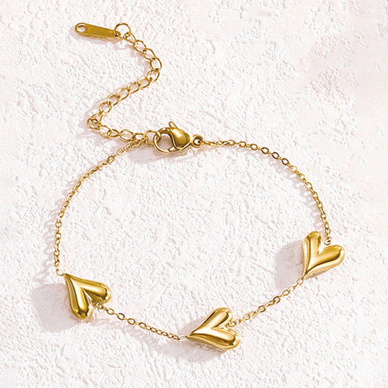 Jewels Galaxy Gold-Plated Anti Tarnish Heart Themed Bracelet