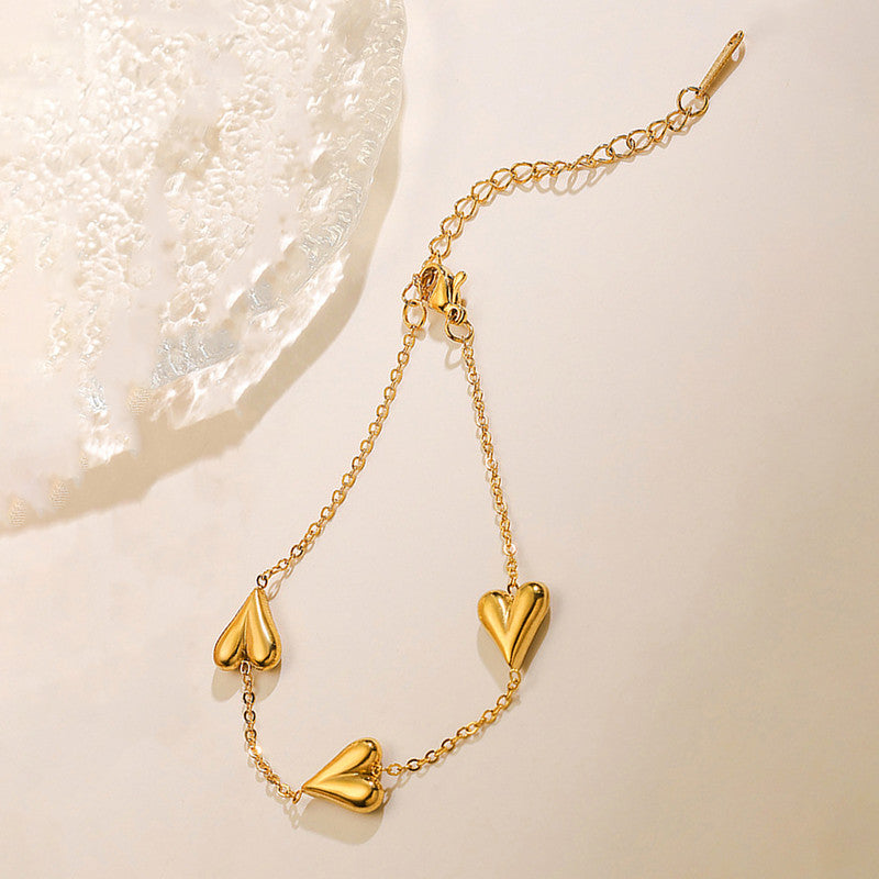 Jewels Galaxy Gold-Plated Anti Tarnish Heart Themed Bracelet