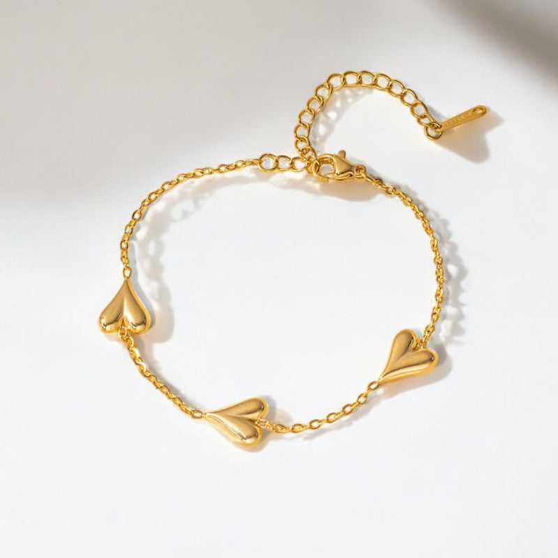 Jewels Galaxy Gold-Plated Anti Tarnish Heart Themed Bracelet
