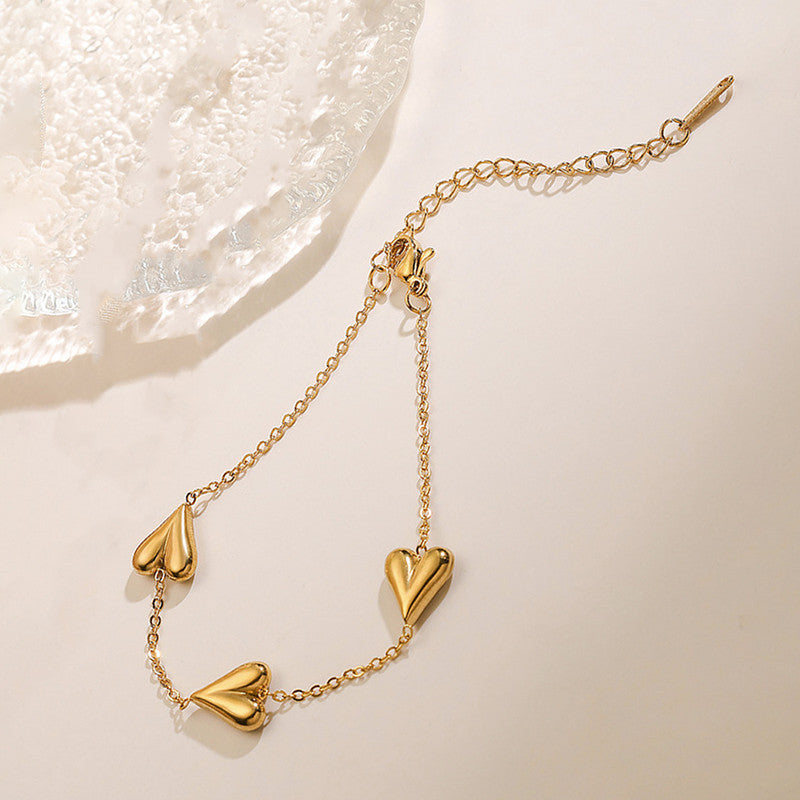 Jewels Galaxy Gold-Plated Anti Tarnish Heart Themed Bracelet