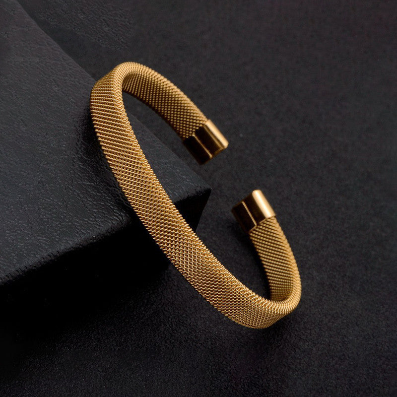 Jewels Galaxy Stainless Steel Anti Tarnish Mesh Statement Cuff Bracelet For Men