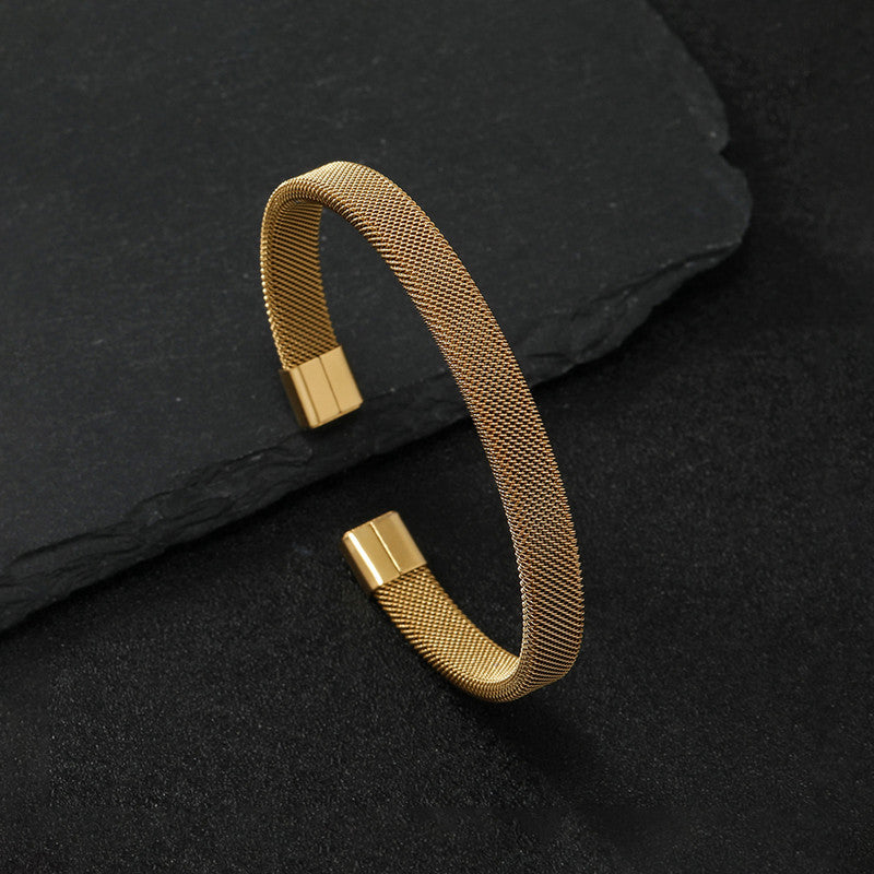 Jewels Galaxy Stainless Steel Anti Tarnish Mesh Statement Cuff Bracelet For Men