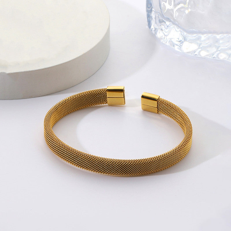 Jewels Galaxy Stainless Steel Anti Tarnish Mesh Statement Cuff Bracelet For Men
