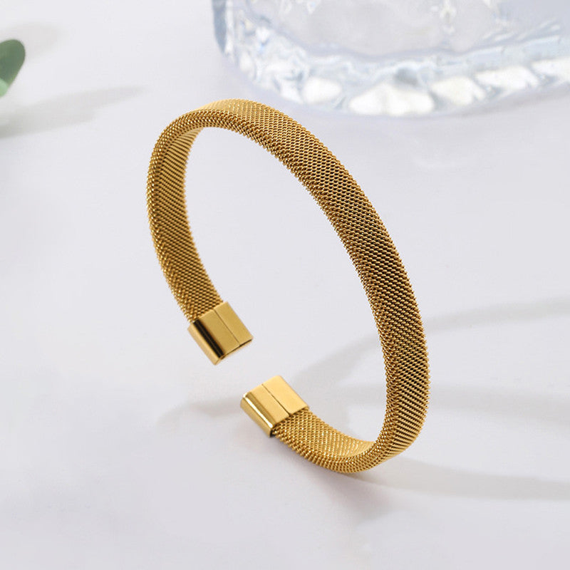 Jewels Galaxy Stainless Steel Anti Tarnish Mesh Statement Cuff Bracelet For Men