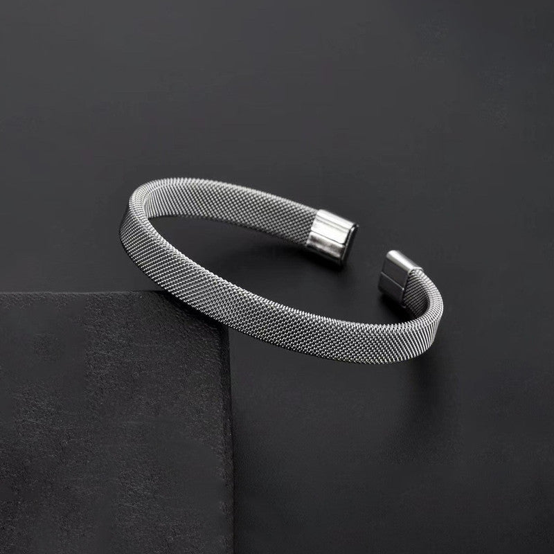 Jewels Galaxy Stainless Steel Anti Tarnish Mesh Statement Cuff Bracelet For Men