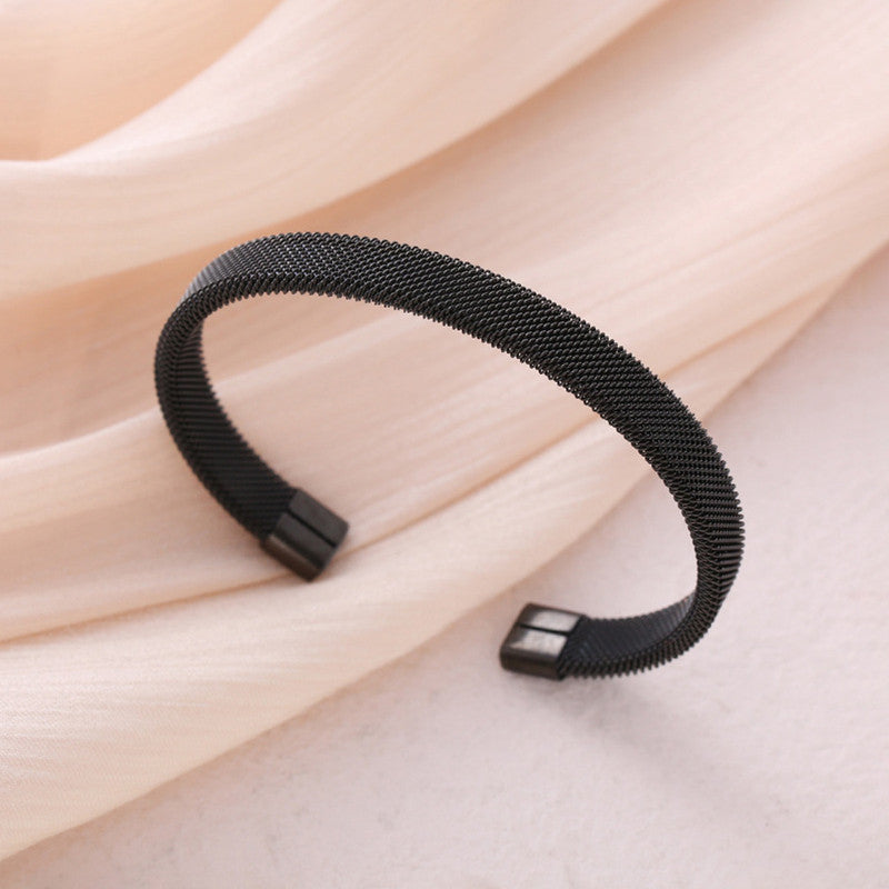 Jewels Galaxy Stainless Steel Anti Tarnish Mesh Statement Cuff Bracelet For Men