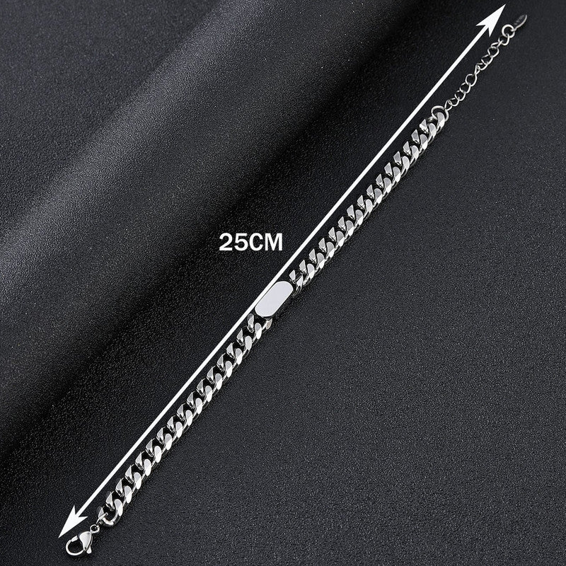 Jewels Galaxy Silver Plated Stainless Steel Anti Tarnish Miami Cuban Link Bracelet For Men