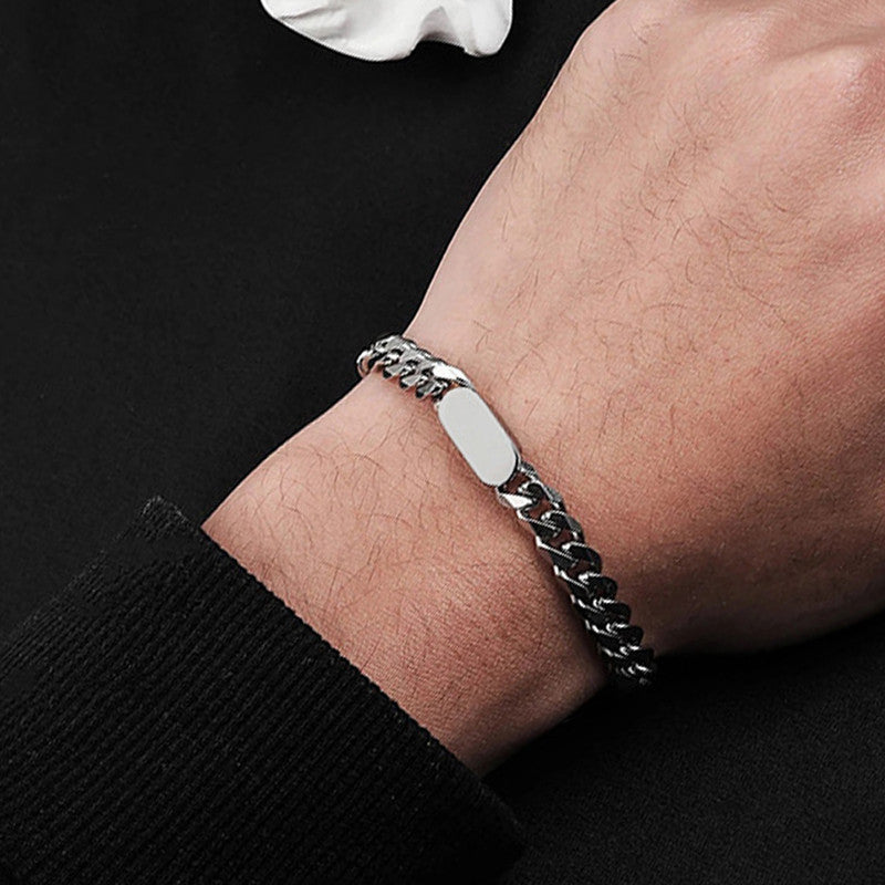 Jewels Galaxy Silver Plated Stainless Steel Anti Tarnish Miami Cuban Link Bracelet For Men