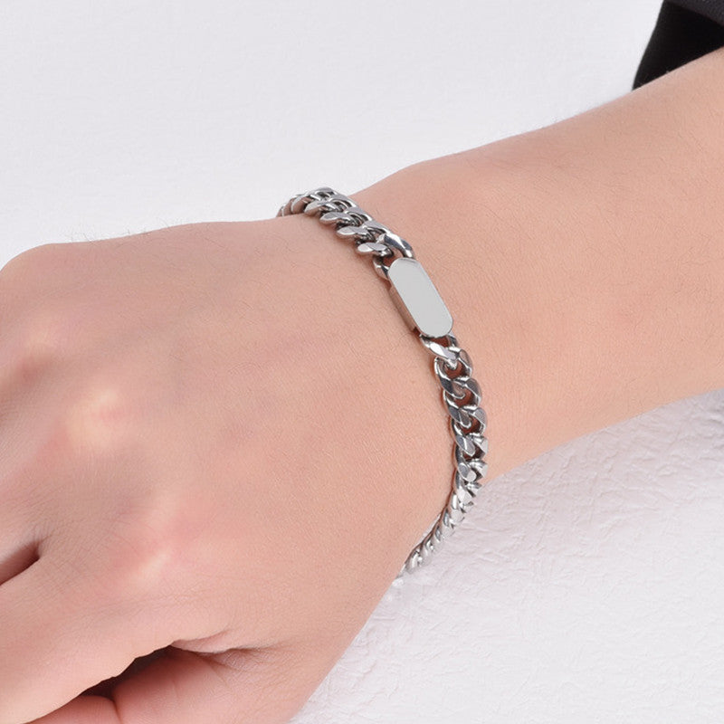 Jewels Galaxy Silver Plated Stainless Steel Anti Tarnish Miami Cuban Link Bracelet For Men