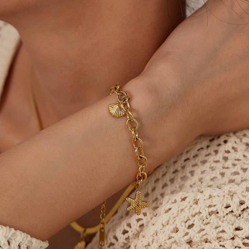 Jewels Galaxy Gold Plated Stainless Steel Anti Tarnish Star themed Wraparound Bracelet For Women