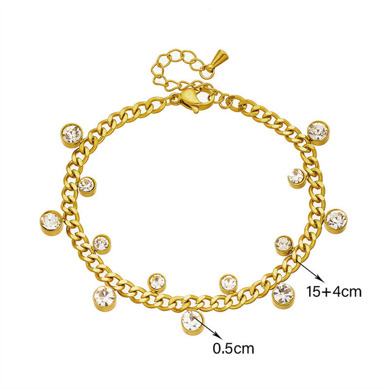 Jewels Galaxy Gold Plated Stainless Steel Anti Tarnish Crystal Accents Dainty Wraparound Bracelet