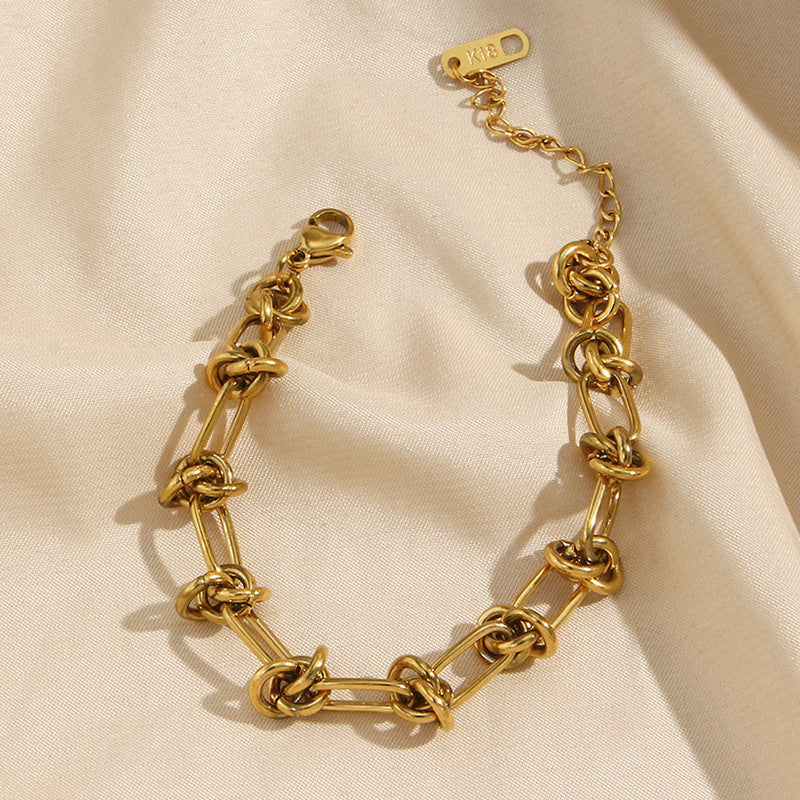 Jewels Galaxy Gold Plated Stainless Steel Anti Tarnish Knotted Chain Wraparound Bracelet For Women