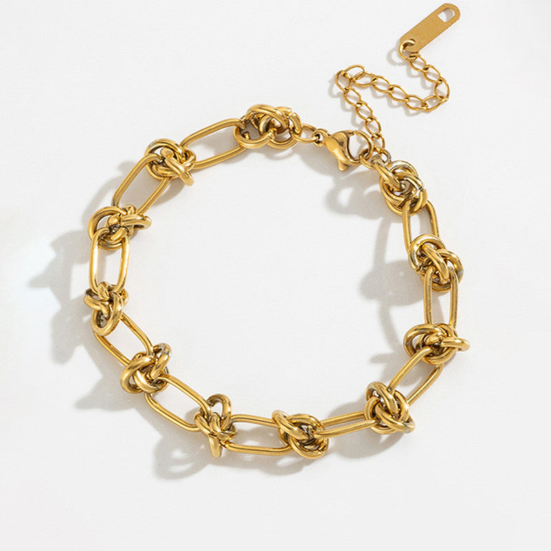Jewels Galaxy Gold Plated Stainless Steel Anti Tarnish Knotted Chain Wraparound Bracelet For Women