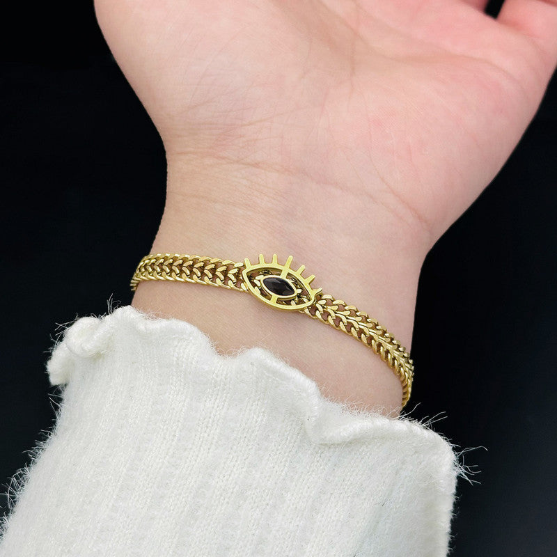 Jewels Galaxy Gold Plated Stainless Steel Anti Tarnish Evil Eye themed Wraparound Bracelet