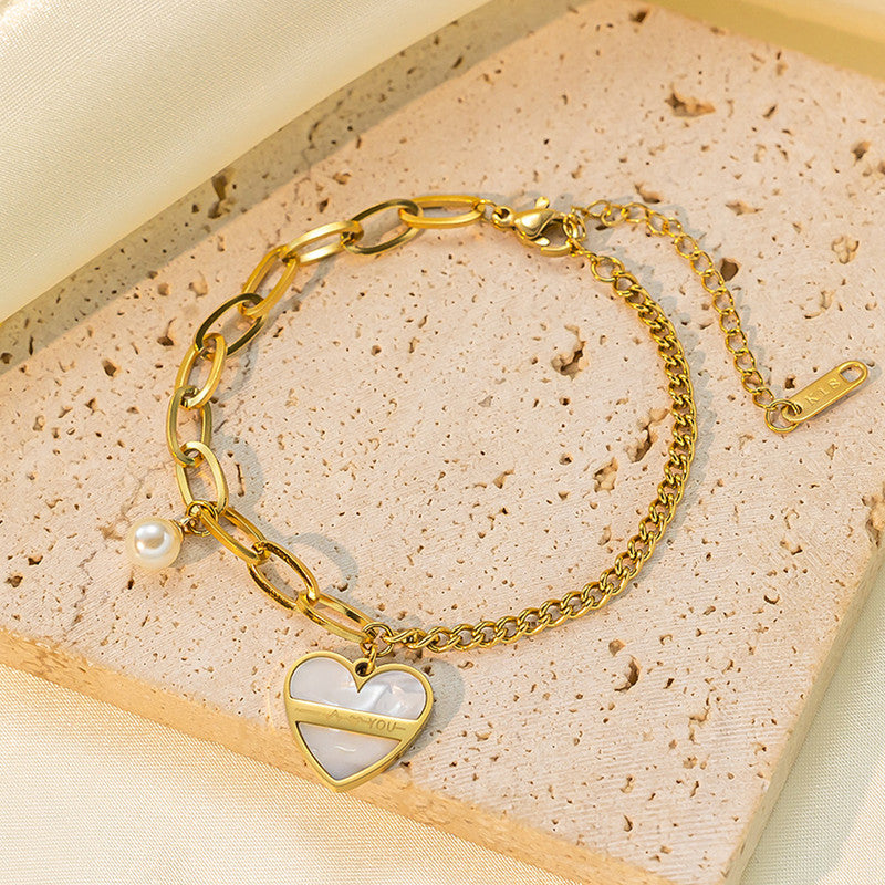 Jewels Galaxy Gold Plated Stainless Steel Anti Tarnish Heart themed Wraparound Bracelet For Women