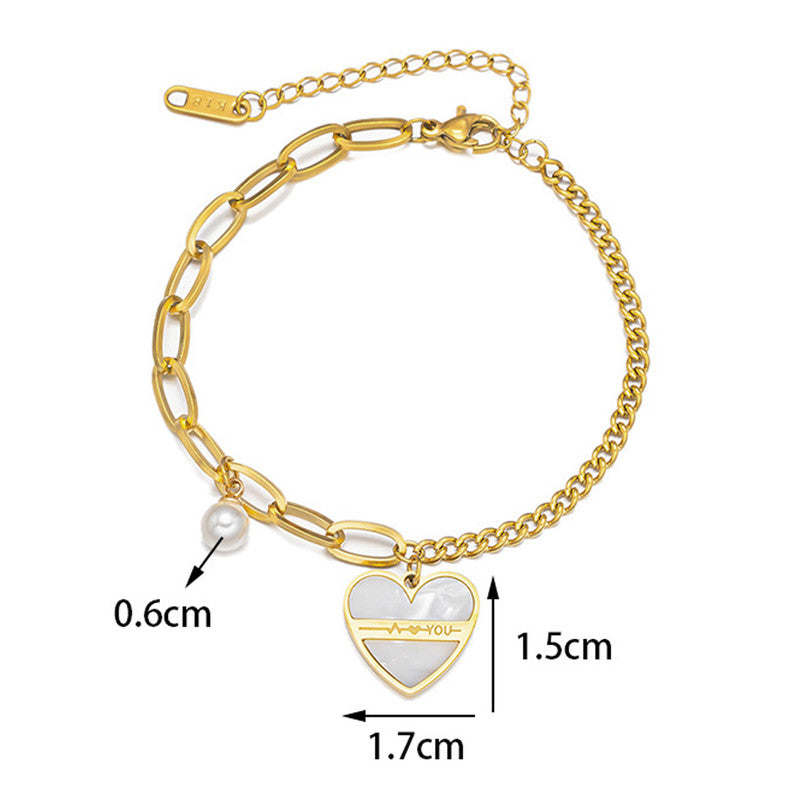 Jewels Galaxy Gold Plated Stainless Steel Anti Tarnish Heart themed Wraparound Bracelet For Women