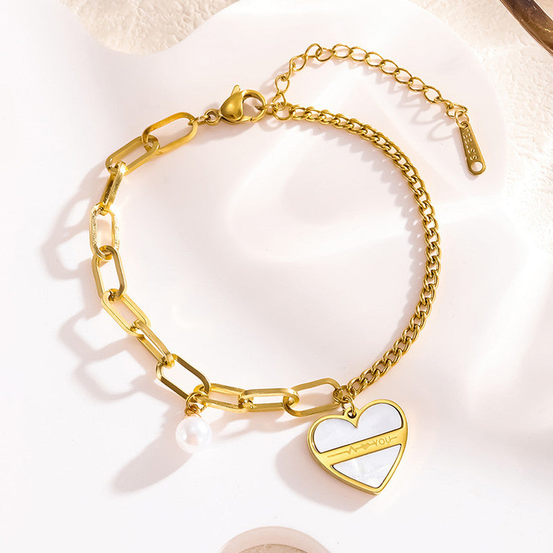Jewels Galaxy Gold Plated Stainless Steel Anti Tarnish Heart themed Wraparound Bracelet For Women