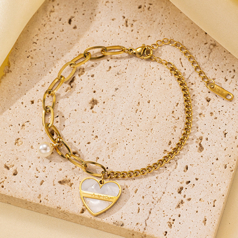 Jewels Galaxy Gold Plated Stainless Steel Anti Tarnish Heart themed Wraparound Bracelet For Women