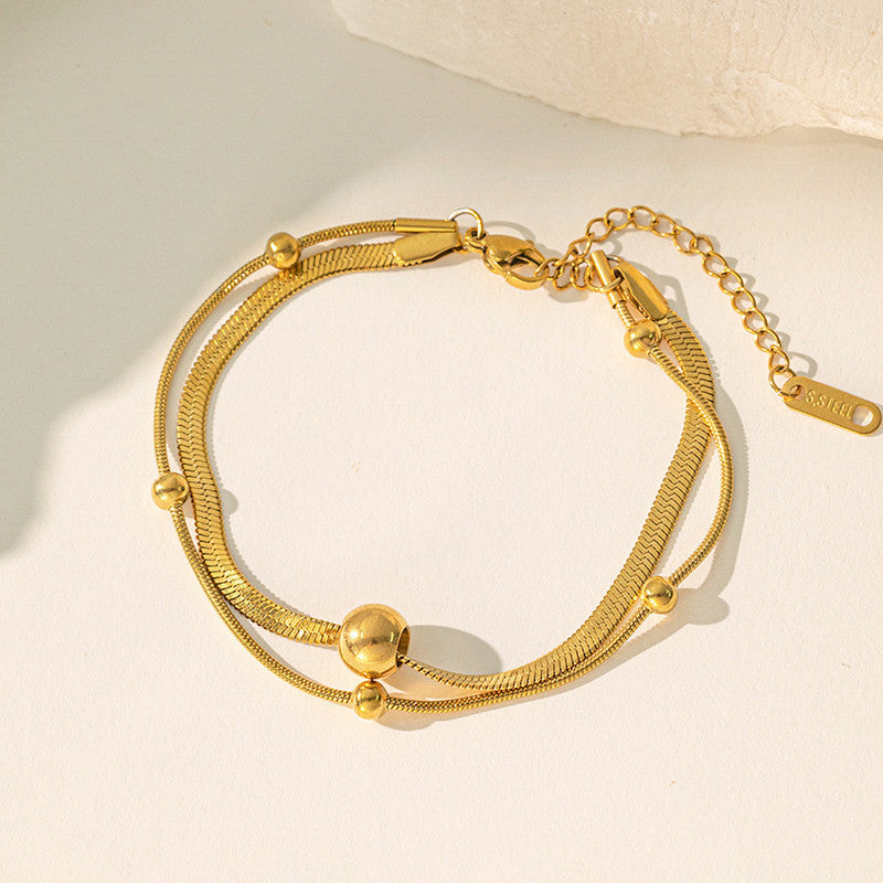 Jewels Galaxy Gold Plated Stainless Steel Anti Tarnish Snake chain Geometric Wraparound Bracelet