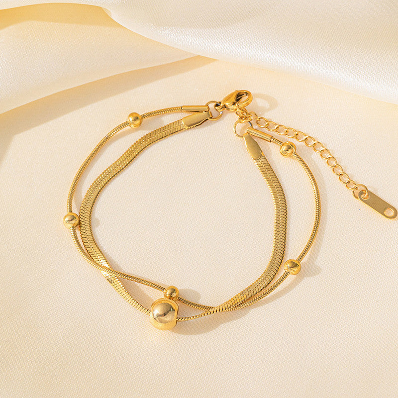 Jewels Galaxy Gold Plated Stainless Steel Anti Tarnish Snake chain Geometric Wraparound Bracelet