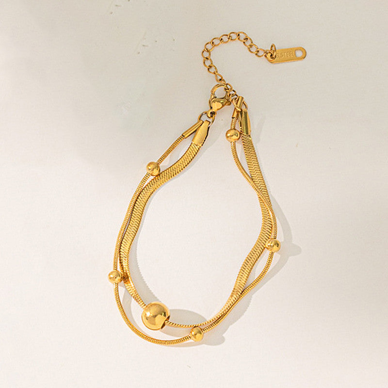 Jewels Galaxy Gold Plated Stainless Steel Anti Tarnish Snake chain Geometric Wraparound Bracelet