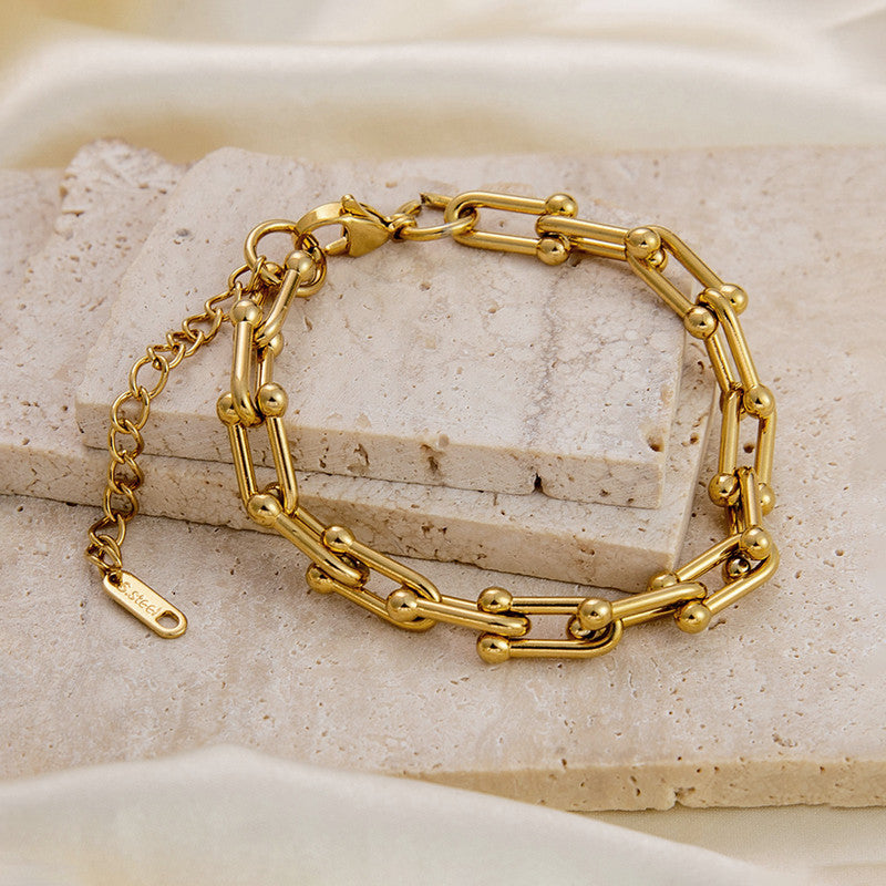 Jewels Galaxy Gold Plated Stainless Steel Anti Tarnish Rope Design Wraparound Bracelet For Women
