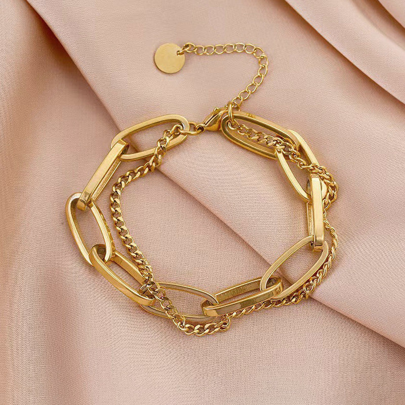 Jewels Galaxy Gold Plated Stainless Steel Anti Tarnish Rope Design Wraparound Bracelet For Women