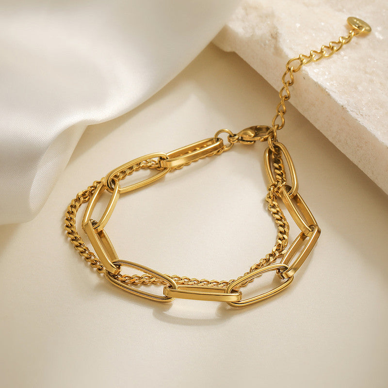 Jewels Galaxy Gold Plated Stainless Steel Anti Tarnish Rope Design Wraparound Bracelet For Women