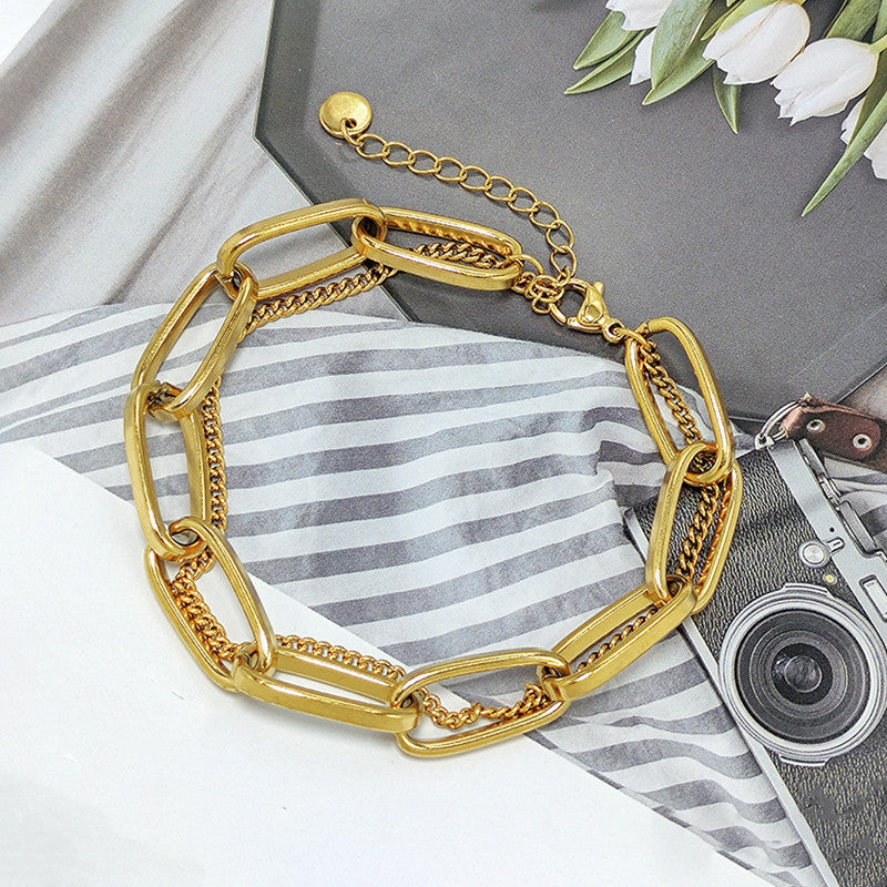 Jewels Galaxy Gold Plated Stainless Steel Anti Tarnish Rope Design Wraparound Bracelet For Women
