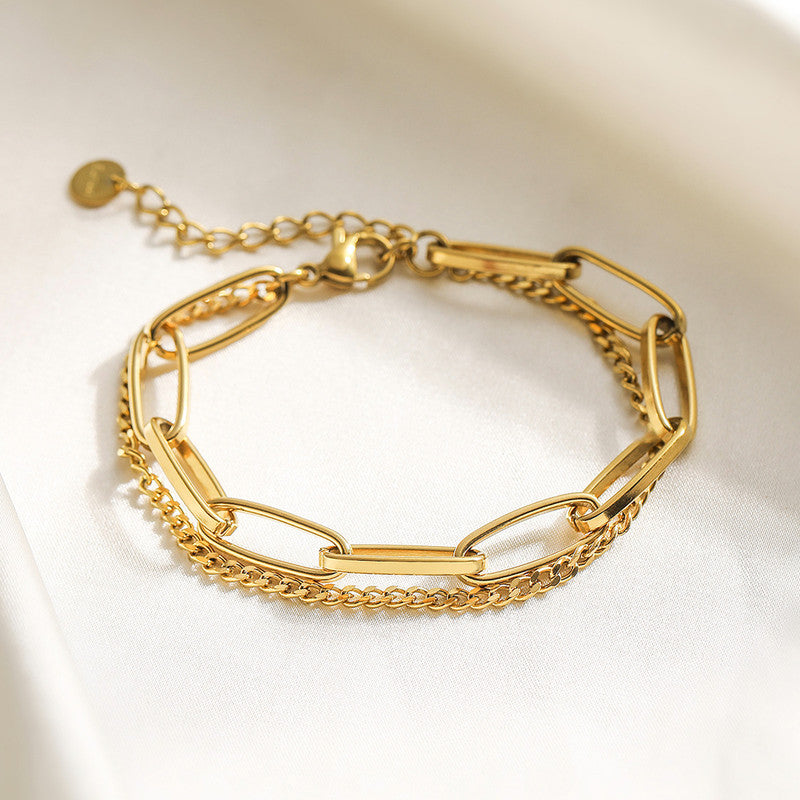 Jewels Galaxy Gold Plated Stainless Steel Anti Tarnish Rope Design Wraparound Bracelet For Women
