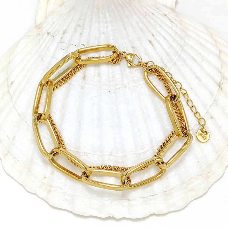 Jewels Galaxy Gold Plated Stainless Steel Anti Tarnish Rope Design Wraparound Bracelet For Women
