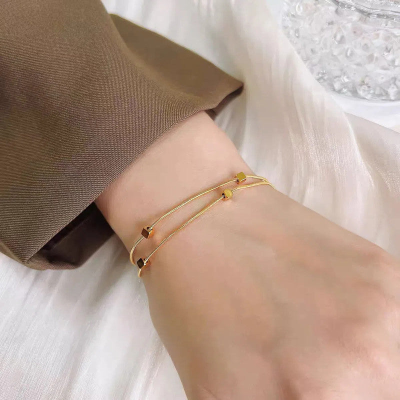 Jewels Galaxy Gold Plated Stainless Steel Anti-Tarnish Geometric Wraparound Bracelet