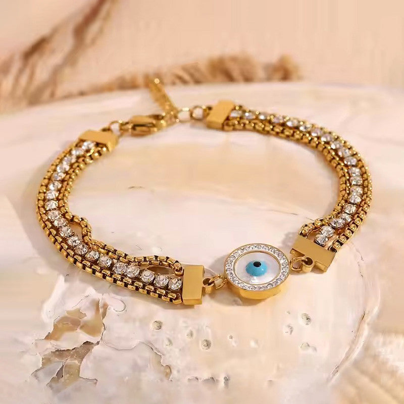 Jewels Galaxy Gold Plated Stainless Steel Anti-Tarnish Evil Eye Wraparound Bracelet