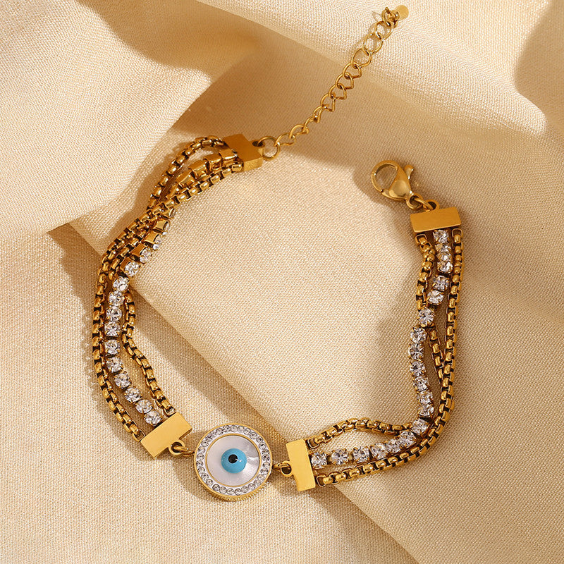 Jewels Galaxy Gold Plated Stainless Steel Anti-Tarnish Evil Eye Wraparound Bracelet