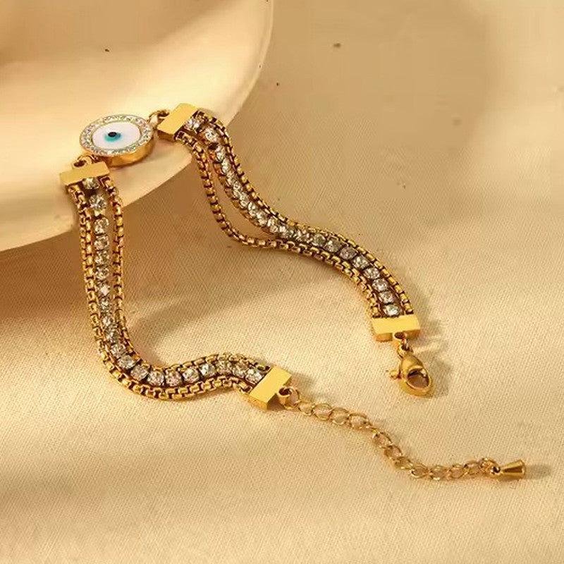 Jewels Galaxy Gold Plated Stainless Steel Anti-Tarnish Evil Eye Wraparound Bracelet
