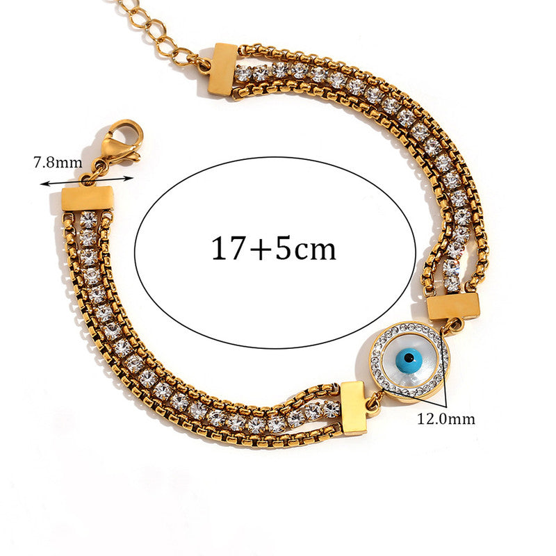 Jewels Galaxy Gold Plated Stainless Steel Anti-Tarnish Evil Eye Wraparound Bracelet