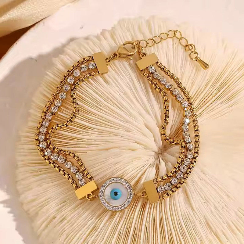 Jewels Galaxy Gold Plated Stainless Steel Anti-Tarnish Evil Eye Wraparound Bracelet