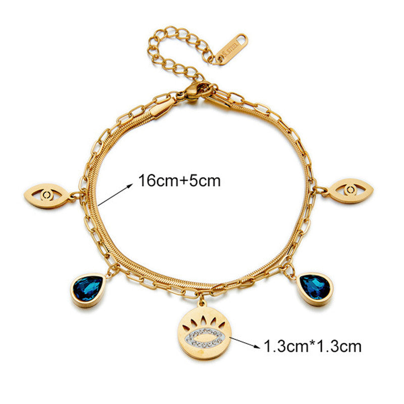Jewels Galaxy Gold Plated Stainless Steel Anti-Tarnish Evil Eye Wraparound Bracelet