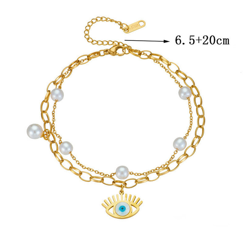 Jewels Galaxy Gold Plated Stainless Steel Anti-Tarnish Evil Eye Wraparound Bracelet