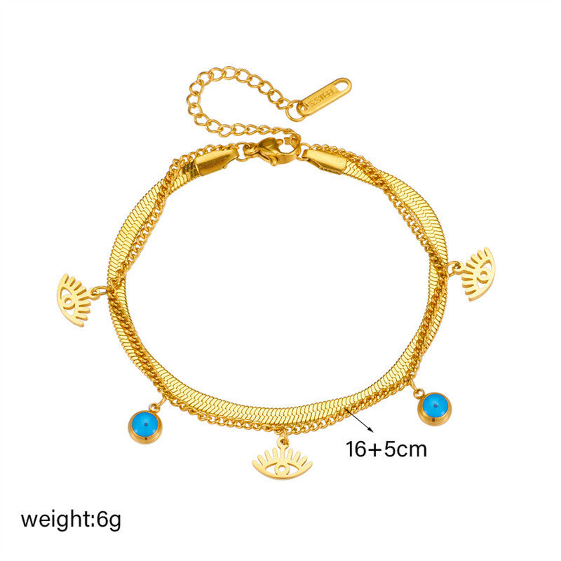 Jewels Galaxy Gold Plated Stainless Steel Anti-Tarnish Evil Eye Wraparound Bracelet