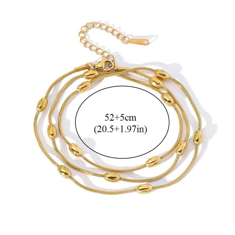Jewels Galaxy Gold Plated Anti Tarnish Stainless Steel Triple Strand Necklace Bracelet cum Necklace