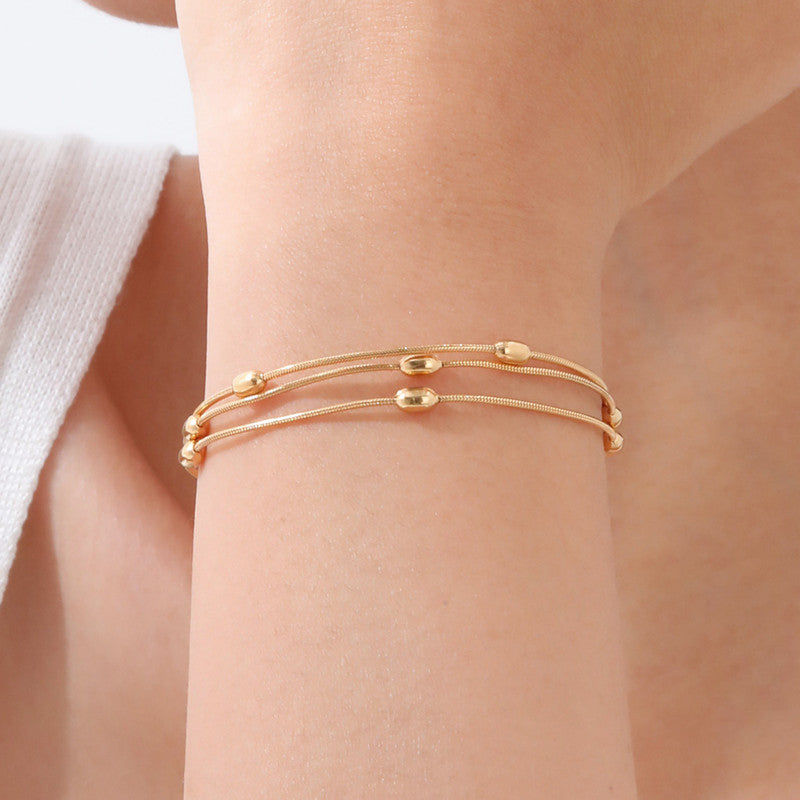 Jewels Galaxy Gold Plated Anti Tarnish Stainless Steel Triple Strand Necklace Bracelet cum Necklace