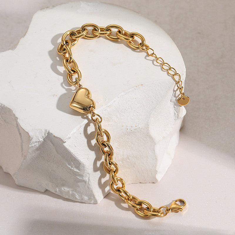 Jewels Galaxy Gold Plated Anti Tarnish Stainless Steel Heart themed Wraparound Bracelet